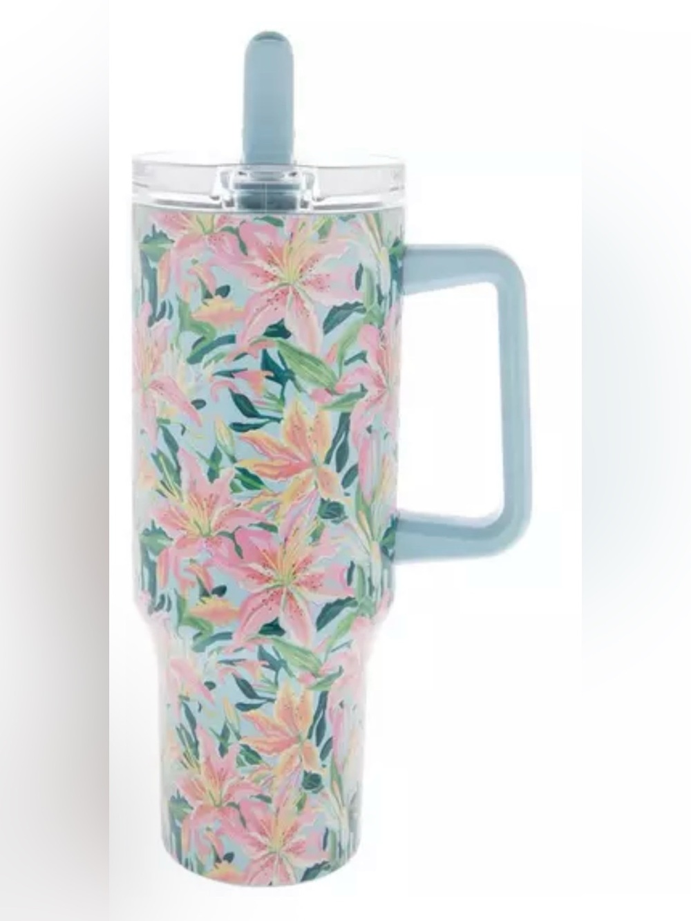 Tropical Lilies Floral Metal Tumbler - New -42 oz.